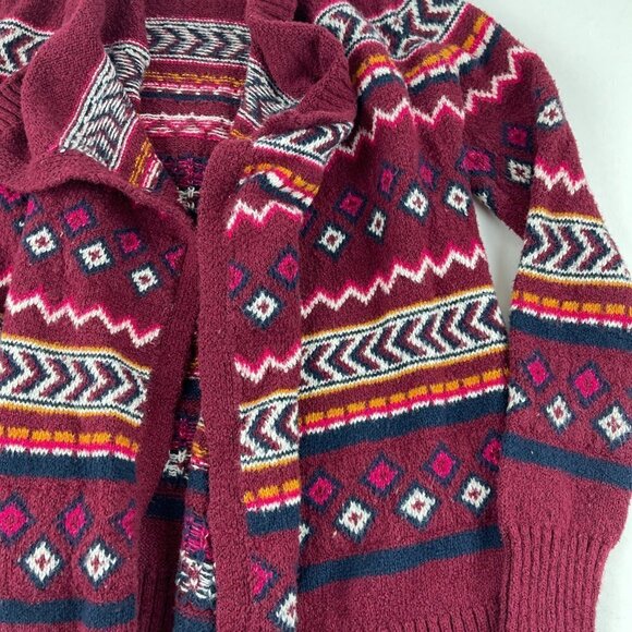 Hollister Wrap Style Cardigan Womens Small Red Aztec Striped Long Sleeve - Picture 5 of 8